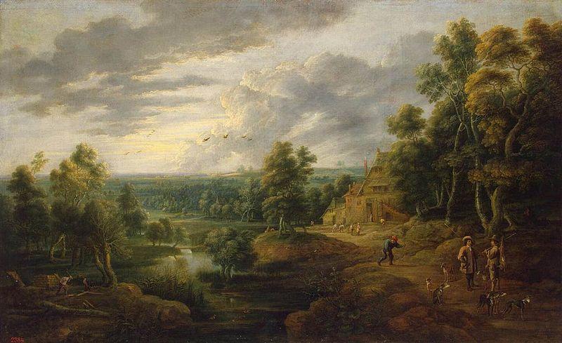 Lucas van Uden Landscape with Hunters China oil painting art